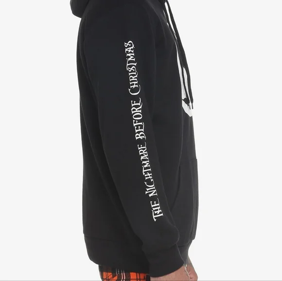 Tim Burton's The Nightmare Before Christmas hoodie Lg. Jack sleeve detail UNISEX - Picture 5 of 8